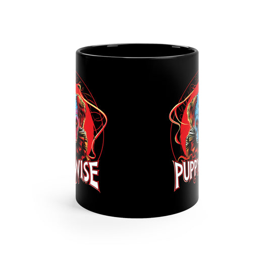 Puppywise Black Coffee Mug - 11oz Horror IT Dog Mug for Dog and Horror Lovers