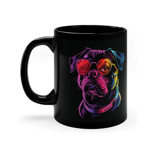 Jeffery Dogmer Coffee Mug - 11oz Black Mug with Colorful Horror Dog Design